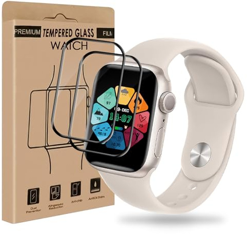 Cable Leader 2 Stück Schutzfolie für Panzerglas für Apple Watch Series 7/8/9 45mm, Ultra-Klar Kristallklar Anti-Schmutz Anti-Staub Anti-Öl Splitterfest Apple Watch 9 45mm Displayschutzfolie