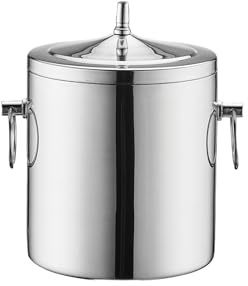 Cubiteras Cubitera metálica de doble pared con tapa for botellas vino, champán o cerveza Hielo(Medio)