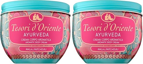 TESORI D’ORIENTE Körpercreme 'Ayurveda', 300 ml, aromatische Bodylotion mit Amla-Frucht und Patchouli, Feuchtigkeitscreme zur Körperpflege, Wellness-Ritual für Körper & Sinne (Packung mit 2)