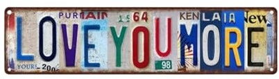 Love You More Wall Decor, Vintage Love You More Schild, Retro Metallschild Ich Liebe Dich Mehr Lustiges Wandschild, Romantisch Hängeschild Wandplaketten Türschilder, Für Hausbar Café Dekoration