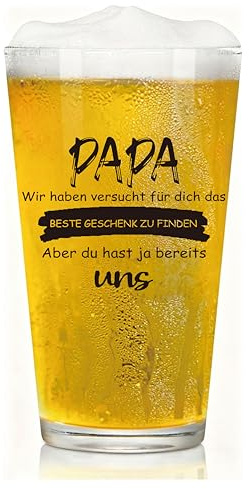 Verdaxis Bierglas Papa Geschenk, Vatertag Bierglas Geschenk, Personalisiertes Geburtstagsgeschenke Biergläser für Papa, Bierkrug mit Gravur