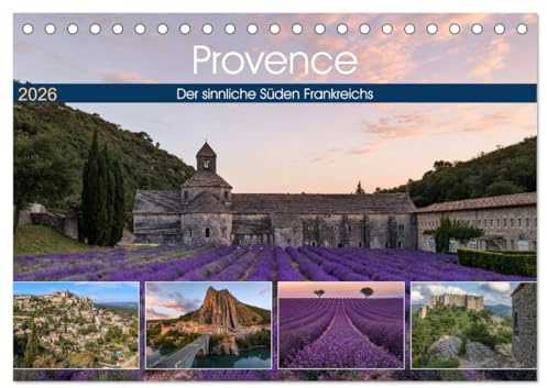 Provence, der sinnliche Süden Frankreichs (Tischkalender 2026 DIN A5 quer), CALVENDO Monatskalender: Von Bergen und Schlössern zu blühenden Lavendelfeldern (CALVENDO Orte)