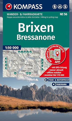 KOMPASS Wanderkarte 56 Brixen / Bressanone 1:50.000: Wander- und Fahrradkarte in einem - inklusive Offline-Verwendung in der KOMPASS-App. Wander-& Radwege. Panorama. Skitouren. Langlaufen. Reiten.
