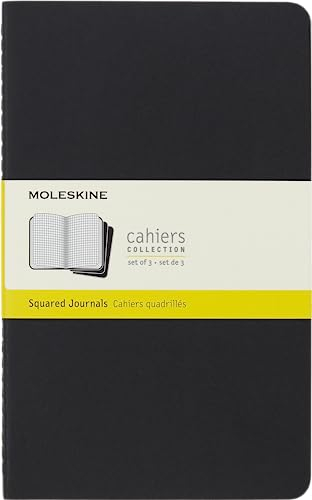 Moleskine Cahier S04967 Notizhefte (kariert, Large, Kartoneinband) 3-er-Set schwarz, Large/A5