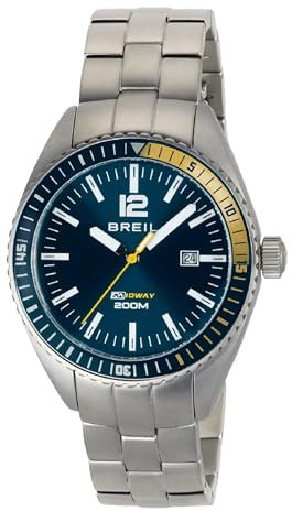 Breil Uhr Herren Midway Ziffernblatt BLAU Bewegung NUR Zeit Quartz e Bracelet Stahl Silber TW1630