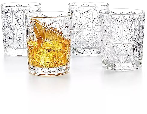 Bormioli Rocco Set di 4 bicchieri Lounge DOF da 382,7 g, trasparenti, per whisky, bourbon, succo e acqua, Made in Italy.