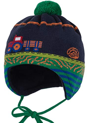 maximo Baby-Jungen Mütze dunkelblau Traktor Bauernhof mit Bommel, Gr. 39 (39)