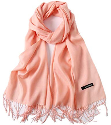 freesiom Echarpe Unisexe Homme Femme Hiver Chaude Longue Couleur Uni Frange Châle Foulard Tour Cache Cou Mode Simple Elegant Douce Automne Cadeau Anniversaire Noel (Rose Poudre)