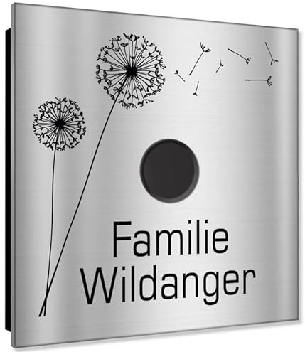 Aufputz Funkklingel Edelstahl/Anthrazit RAL7016 / Schwarz RAL9005 / DB703 SUPER FLACH 120x120x8mm, Funk Haustürklingel 400m Reichweite und 52 Melodien