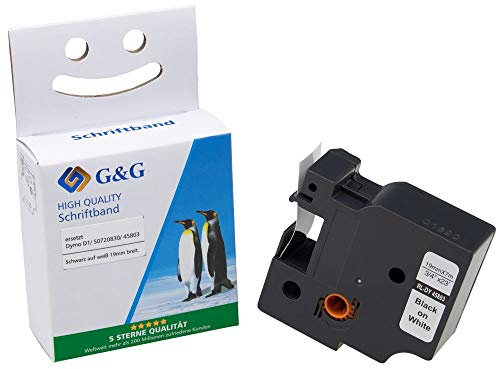 G&G Schriftband Kompatibel 45803 für Dymo D1 45803 S0720830 Etikettenband 19mm x 7m für Dymo LabelManager 300 350 360D 420P 500TS PnP Dymo Labelpoint 300 350 Schwarz auf Weiß