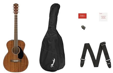Fender CC-60S All-Mahogany Concert V2 Pack Acoustic Guitar, with 2-Year Warranty, Natural, with Gig Bag and Accessories