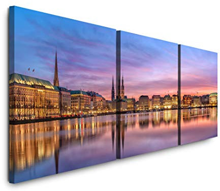 SIN-US 74 Panorama Hamburg Bild XXL Panorama Deko Wandbilder 150x50cm - 3 Bilder a 50x50cm