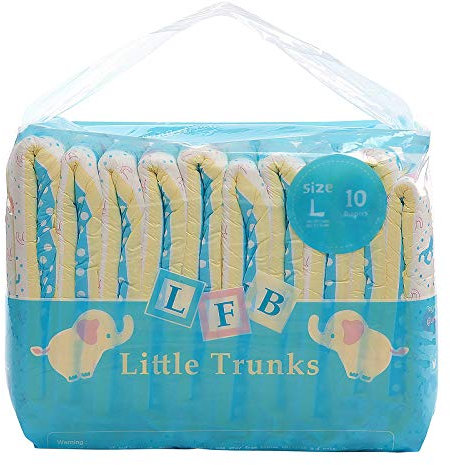 LittleForBig Gedruckten Erwachsenen Slip Windeln 10 Stück - Kleine Elefanten L