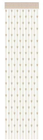 Xmiral Gardine Türvorhang Tüll Quaste Herz Transparent Einfarbig Dekoration mit Stangenloch 50cmx200cm(Beige)