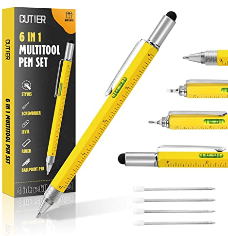 Coole Stift-Geschenke für Männer, 6-in-1 Multi-Tool Tech Pen Gadgets Werkzeuge für Männer, personalisierte Geschenke für Papa oder ihn, lustiges Geschenk für Weihnachten, Vatertag, Valentinstag oder
