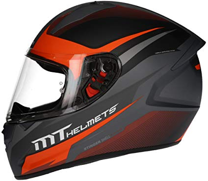 MT Stinger Integralhelm | Roller/Motorrad Helm Klapphelm 2mm Vizier kratzfest | inkl. eingebaute Lautsprechertaschen und kostenloser Helmmütze (Divided orange, XL)