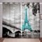 Eiffelturm Fenstervorhänge Chic Paris Stadtbild Fensterbehandlungen Teens Grey French Teal Vorhänge für Kinder Erwachsene Retro Fenstervorhang Ultra Soft Raumdekor (2 Panels, 106,7 x 160,9 cm)