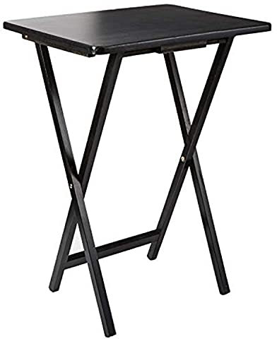 Unibos Indoor &Outdoor Tea Coffee Snacks Garden Camping TV Laptop Portable Folding Sturdy and Durable Rubber Wood Table (Black)