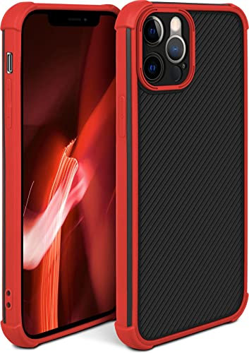 moex Leap Case kompatibel mit Apple iPhone 12/12 Pro Hülle mit Kameraschutz und Displayschutz, Rundumschutz Handyhülle, Extrem Stoßfeste Schutzhülle, Backcover Hard Case - Feuer Rot