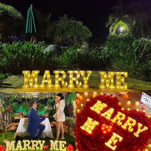 JUICYRAUL 8 LED Marquee Letter Lights Marry Me Schild, Marry Me Light Up Buchstaben Zahlen für romantischen Antrag, perfekt für Antragsschild, Hochzeitsschild, Verlobungsschild (Marry Me)