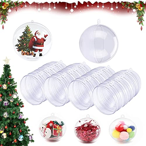 20 Stück Klar Weihnachtskugeln,6 cm Befüllbare DIY Weihnachtskugeln,Acryl Klare Christbaumschmuckkugeln,Teilbar,Wiederverwendbar (6cm)