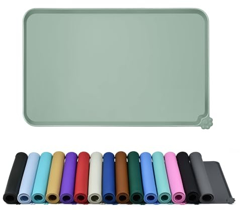 Reopet Silicone Pet Feeding Mat - Waterproof & Non-Slip Dog Cat Placemat | High Raised Edges Prevent Food & Water Spills to Protect Floors, Easy to Clean, Fit for Dog Cat Bowls