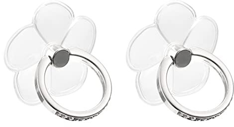 sourcing map Transparent Phone Ring Holders, Diamond Clear Finger Grip Stand for Phone, Case, Tablet (Leaves Shape), 2Pcs