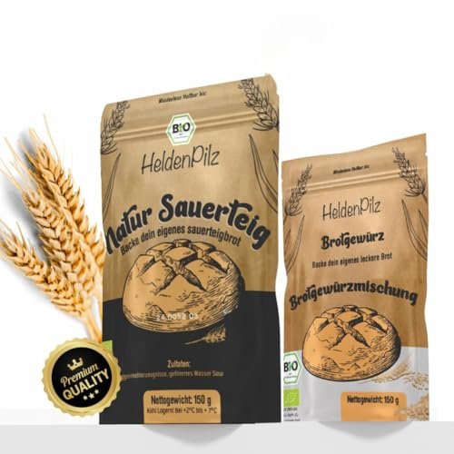 HeldenPilz® BIO Weizensauerteig (150g) – Lievito Madre für Ciabatta, Focaccia & Pizza selber backen | Frisches Anstellgut, aktiv & triebstark | Brot ohne Hefe | Mit Anleitung