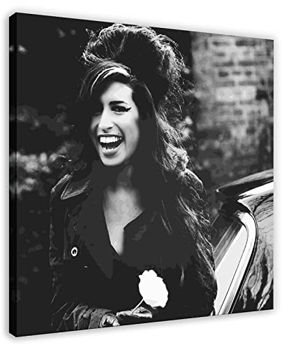 FUKITT Poster Sänger Amy Winehouse Poster (4) Leinwand Poster Wandkunst Dekor Bild Gemälde für Wohnzimmer Schlafzimmer Dekoration Rahmen Stil 30 x 30 cm