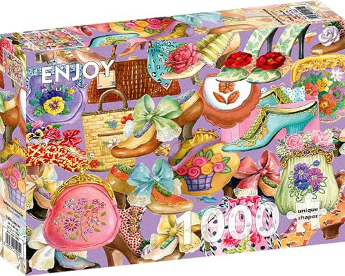 Puzzle 1000 Teile für Erwachsene - Collage aus Retro-Mode und Accessoires | Matt & blendfrei | Unterhaltsam & anspruchsvoll | 68 x 48 cm | Besonderes Geschenk | Enjoy