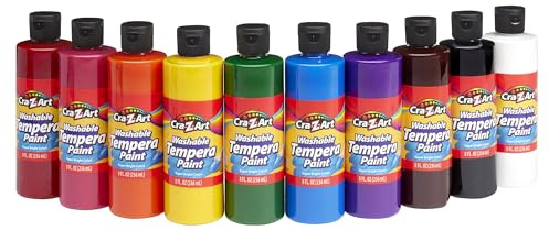 Cra-Z-Art Washable Tempera Paint Bulk Pack 10ct, Assorted Colors 8oz each bottle