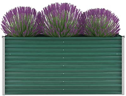 XIAOGUANG Garten-Hochbeet, Pflanzkübel, Kräuterbeet, Hochbeete-kit, Schneckenzaun, Pflanztrog, Pflanzgefäße, Pflanzfolie Für Hochbeet,Teichbecken, Verzinkter Stahl 160x40x77 cm Grün