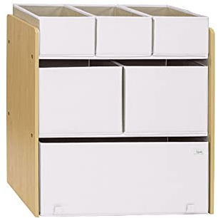 3 Sprouts - Kinderzimmer Regal mit Boxen – Spielzeugregal und Aufbewahrung für Kinderzimmer – Ideal für Spielzeug und Bücher - Creme