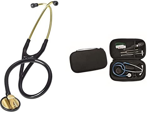 3M Littmann Stéthoscope Master Cardiology 2175 Noir - Edition Laiton + GIMA ÉTUI CLASSIC pour stéthoscope - noir.