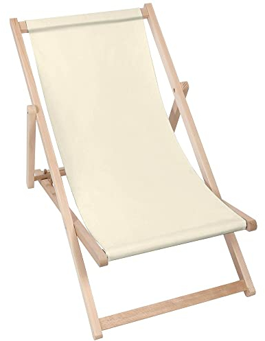 DreamRoots Liegestuhl Klappbar Holz aus Buchenholz, bis 130 kg belastbar, 3-Fach verstellbare Rückenlehne, waschbarer Polyesterbezug
