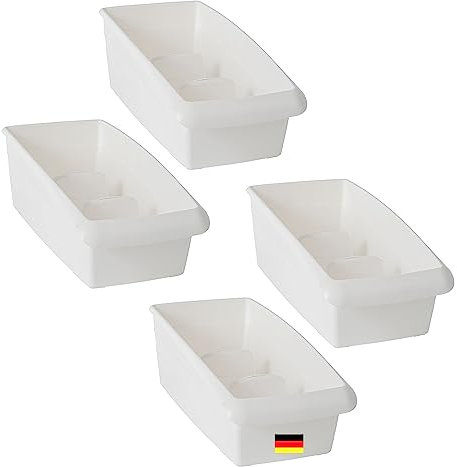 Novaliv Suppentütenbox 4er Sparset Schubladen Organizer Küche - 25 x 16 cm WEISS Gewürzaufbewahrung Box - Ordnungssystem für Schubladen - Aufbewahrung & Organisation für Dressing & Backzutaten