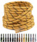 Puzeam 2 Pares Cordones Redondos para Botas, 4.5 mm Cordones Resistentes para Zapatillas de Montaña, Zapatos de Senderismo, Calzado de Seguridad Negro Amarillo 150 cm