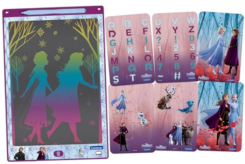 Lexibook, La Reine des Neiges, Ardoise Magique, Jouet Artistique et créatif pour Filles et garçons, Format A4 avec dessins multicolores, Violet/Bleu, CRT10FZ
