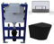 Verona Matt Black Wall Hung Rimless Toilet with Soft Close Seat Chrome Pneumatic Flush Plate 820mm Frame & Cistern