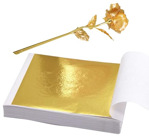 Cerioll Blattgold, Blattgold zum Basteln, Goldpapier zum Basteln, 100 Stück Goldflocken, 16 x 16 cm Goldfolie, Blattmetall, Blattgold Acrylmalerei, Goldblatt, Goldfolie zum Basteln, Blattmetall Gold
