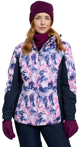 Mountain Warehouse Dawn Skijacke für Damen - Schneedicht, warme Snowboardjacke, Fleecefutter, Bündchen, Saum und Kapuze zum Verstellen - Ideale Winterjacke Marine Damengröße EU 34