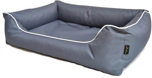 Lebon - Hundebett Paula - 4 Größen - Schwarz - Bordeaux - Türkis - Braun- Grau- Beige - Robust und wasserabweisend - Waschbar - Made IN EU (XL, Grau)