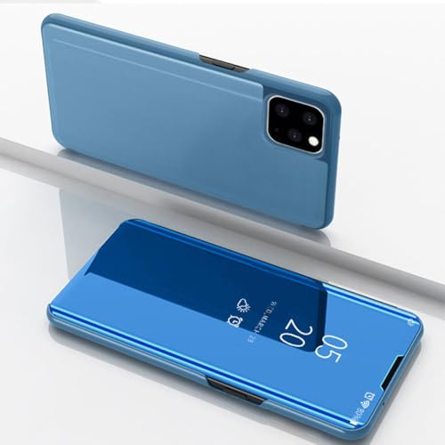 TUita Flip Stand Clear View Mirror Phone Case For iPhone 13 11 12 Mini Pro Max 8 7 6 6s Plus Case For iPhone X XR XS Max SE 2020 Cover,Blue,For iPhone 13