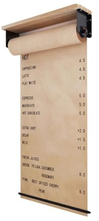 YLFYS Kraftpapierspender, Kraftpapierrollenhalter Notizblockhalter Zum Aufhängen Wandmontierter Kraftpapier Spenderhalter, Für Wandkunst, Bauernhaus, Dekoration, to-Do-Liste, Menüs-Anzeige(Size:90CM)