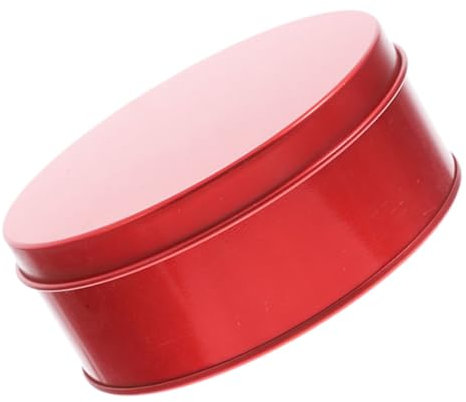 Mikinona Scatola Tonda in Latta Rossa Piccola Con Coperchio Contenitore Multiuso Per Biscotti Caramelle e Dolci Design Elegante e Superficie Liscia Per Feste e Regali