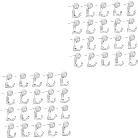 Gadpiparty 40 Pcs Peg Hooks for Keys Board Pin Hanging Wall Decor Decorative Cork Board Calendar Pin Hook Metal Wall Tacks Wall Hangers Without Nails Pin Tack Hook Zinc Alloy Hook