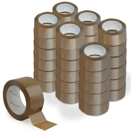 Waytex Pack de 36 rouleaux de Ruban Adhésif d'Emballage Pro MARRON 66m x 50mm, Silencieux, en Polypropylène épaisseur 50 microns