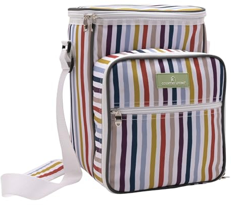 Widdop Country Living 4 Picnic Bag Set with Insulated Compartment - 4 x Knives/Forks/Spoons, 4 x Plates, 4 x Cups - Stylish Summer Picnic Set Outdoor Tableware BBQ