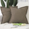 Madizz 2er Set Polyester Leinen Kissenbezügen mit breiter Kante Weiche dekorative Kissenbezüge für Sofa Schlafzimmer Kissenhülle Braun 45x45 cm Quadrat