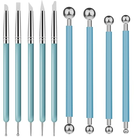 Molain 9 attrezzi per modellazione, strumento per intaglio di argilla, set di strumenti per la modellazione e punta in gomma morbida per modellare la scultura in ceramica